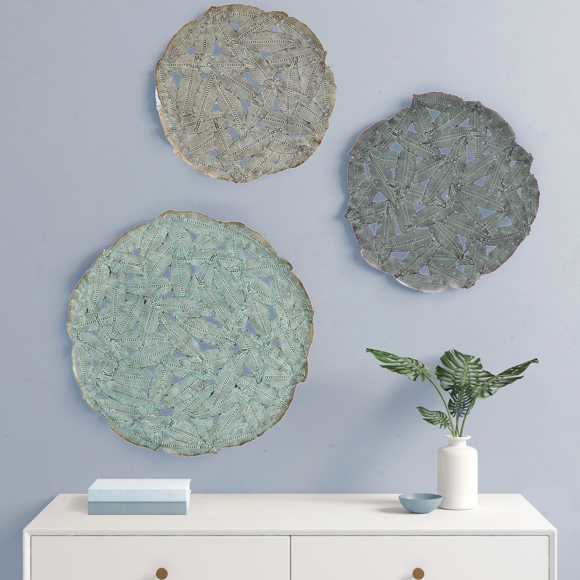Madison Park Rosalie Blue Iron Painted Wall Decor Set Of 3