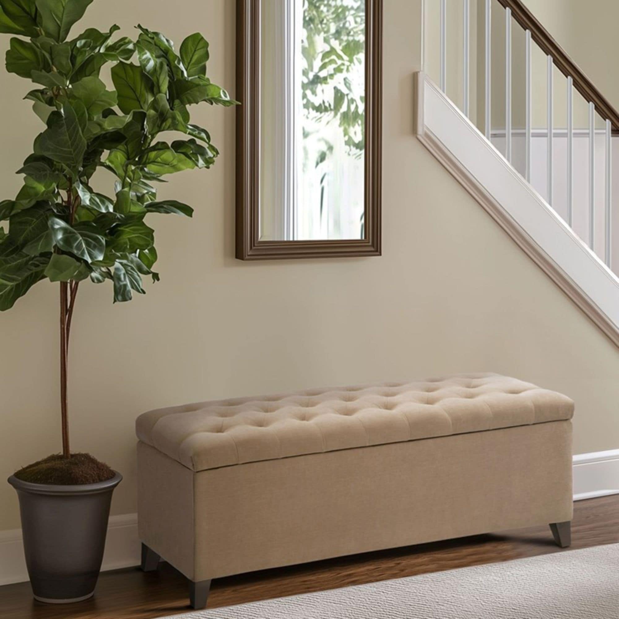 Porch Den Cowen Tufted Top Storage Bench