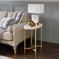 Madison Park Signature Bordeaux Gold Finished Metal Oval End Table With White Marble Tabletop