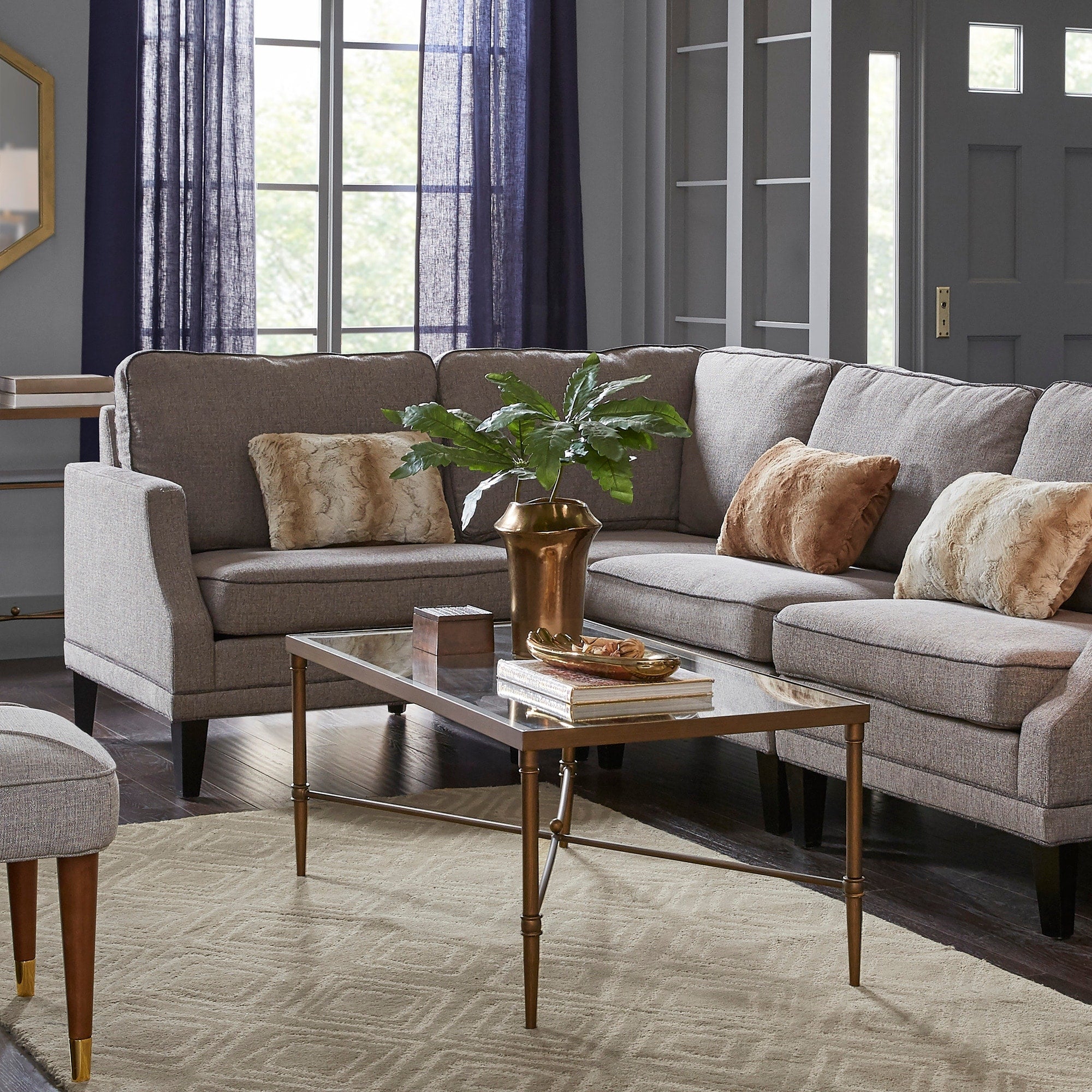 Madison Park Signature Porter Modern Glam Bronze Rectangle Coffee Table