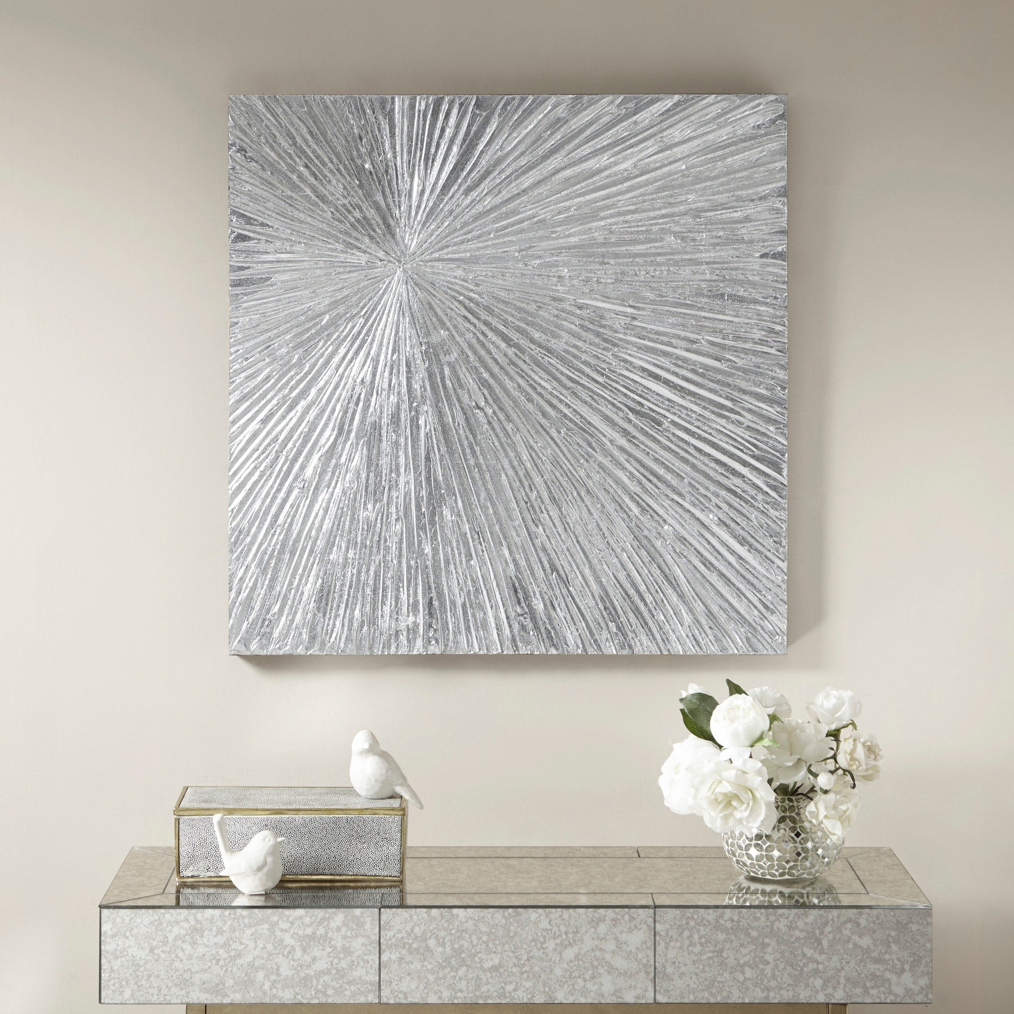 Madison Park Signature Sunburst Silver Resin Dimensional Palm Box