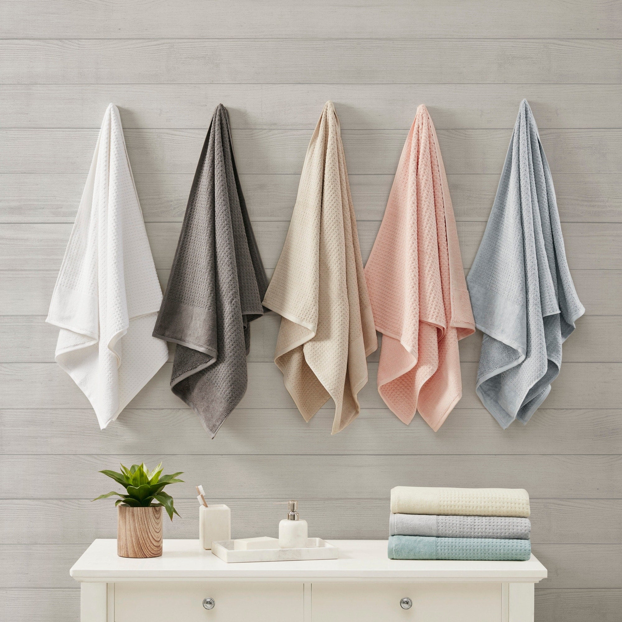Madison Park Spa Waffle 6 Piece Waffle Cotton Jacquard Towels Set