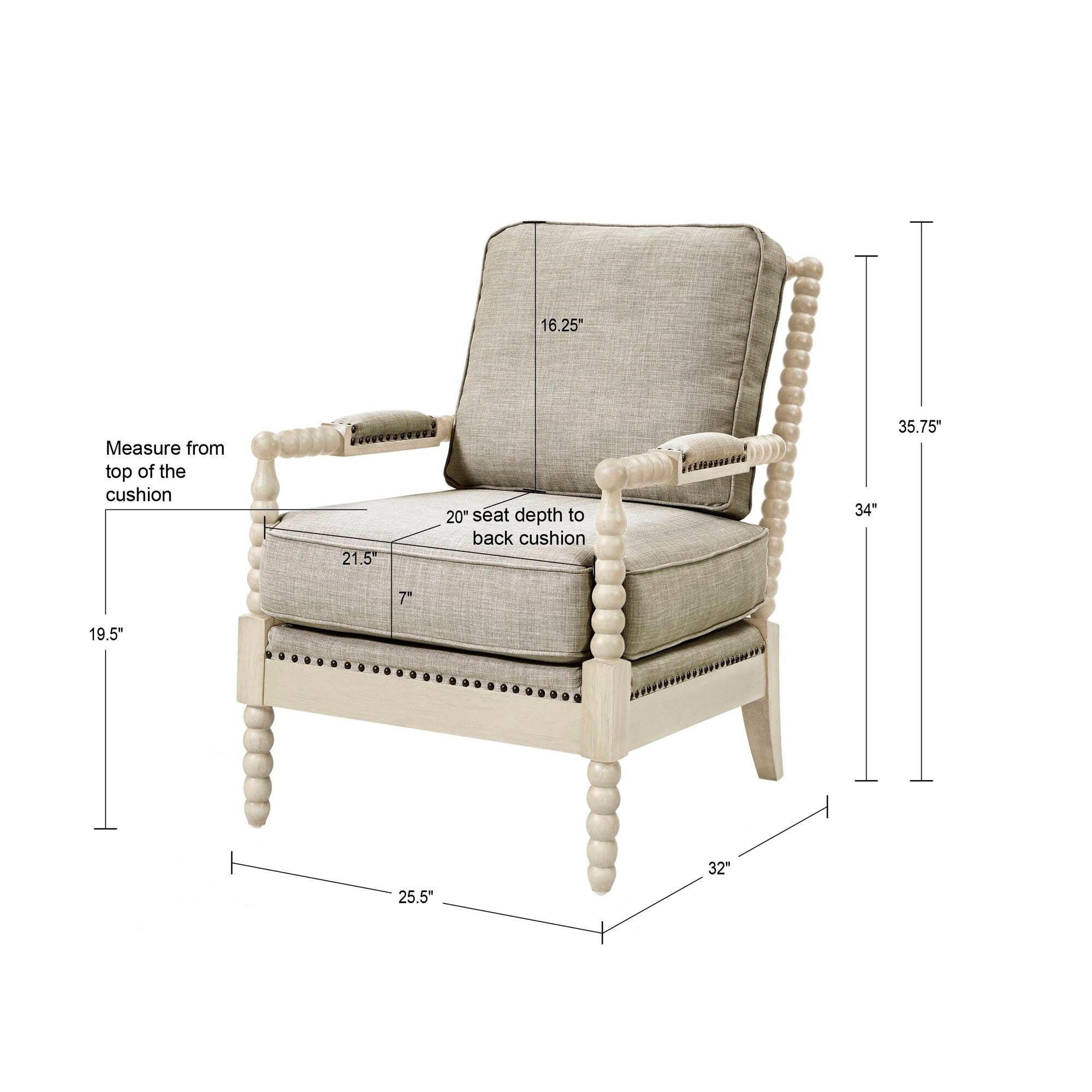 Madison Park Sunnee Silver Accent Chair 25.5 W X 31.25 D X 35.75 H