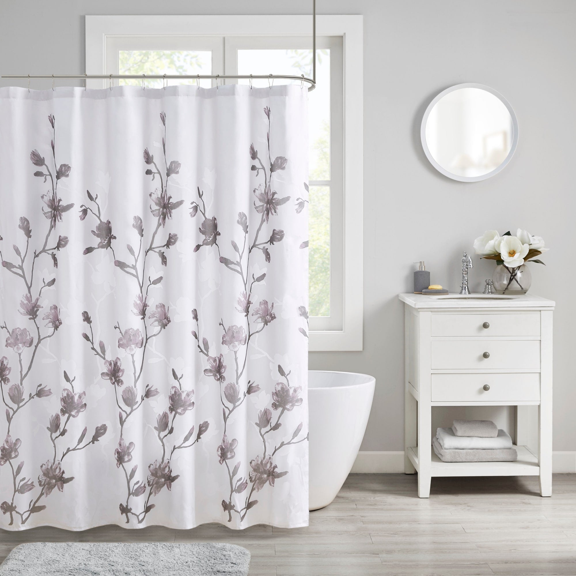 Madison Park Sylvan Floral Printed Burnout Shower Curtain 2 Color Option