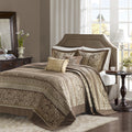 Madison Park Venetian Brown Gold 5 Pieces Oversized Jacquard Bedspread Set