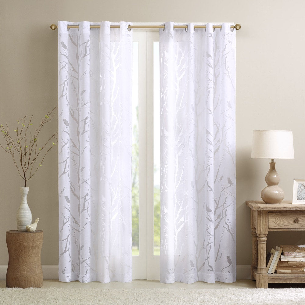 Madison Park Vina Sheer Bird Single Curtain Panel