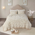 Madison Park Virginia Ivory 3 Piece Tufted Cotton Chenille Medallion Fringe Coverlet Set