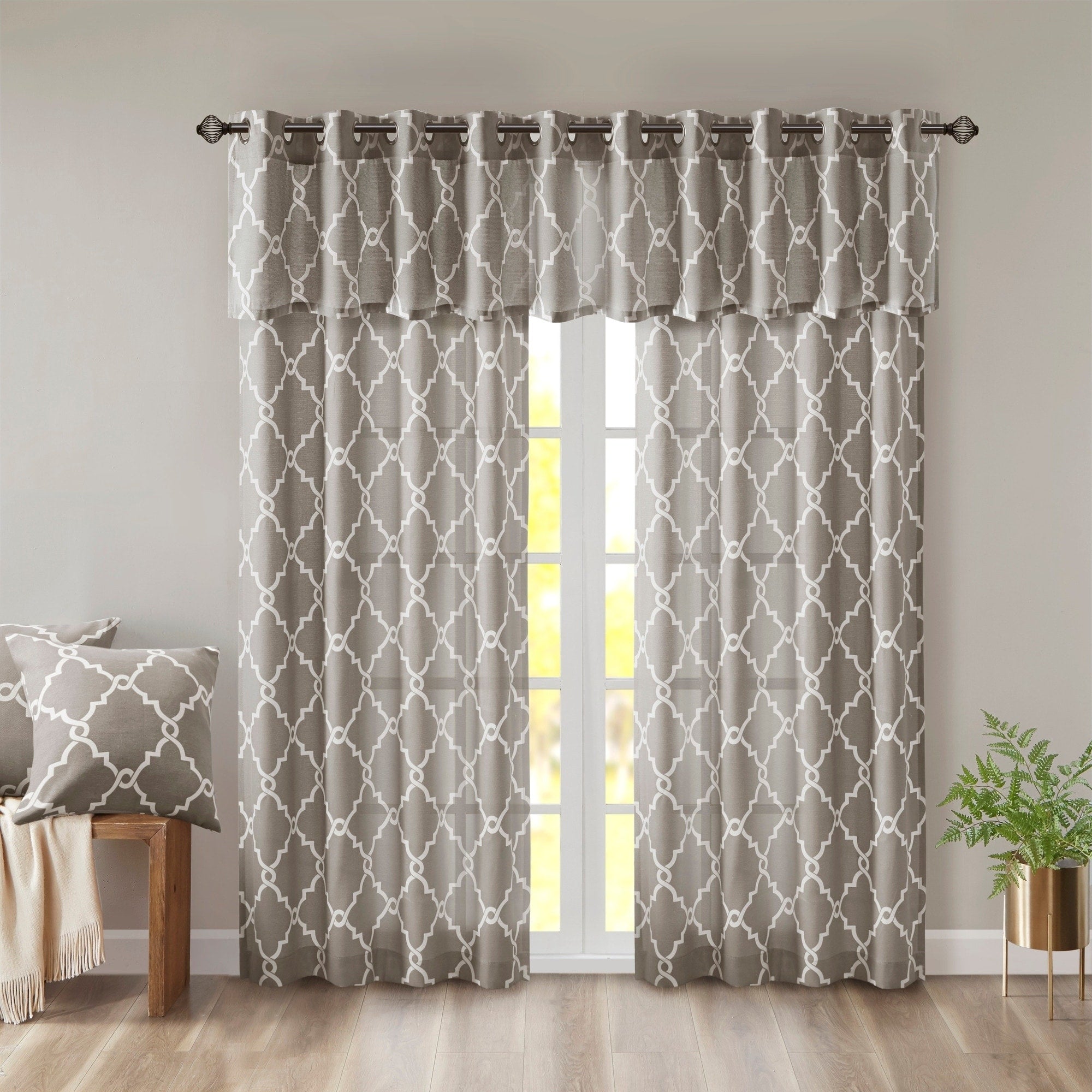 Madison Park Westmont Fretwork Print Grommet Top Window Valance 50X18