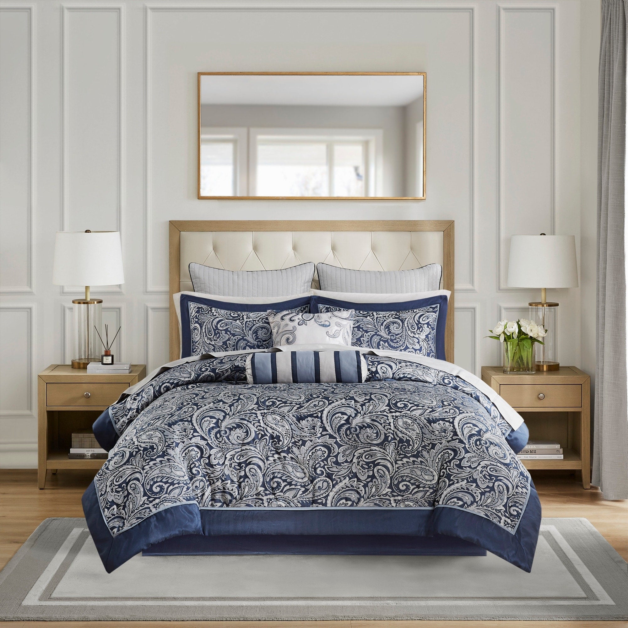 Madison Park Whitman Navy 12 Piece Complete Bed Set