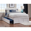 Madison Full Platform Bed With Matching Foot Board With Twin Size Urban Trundle Bed In White