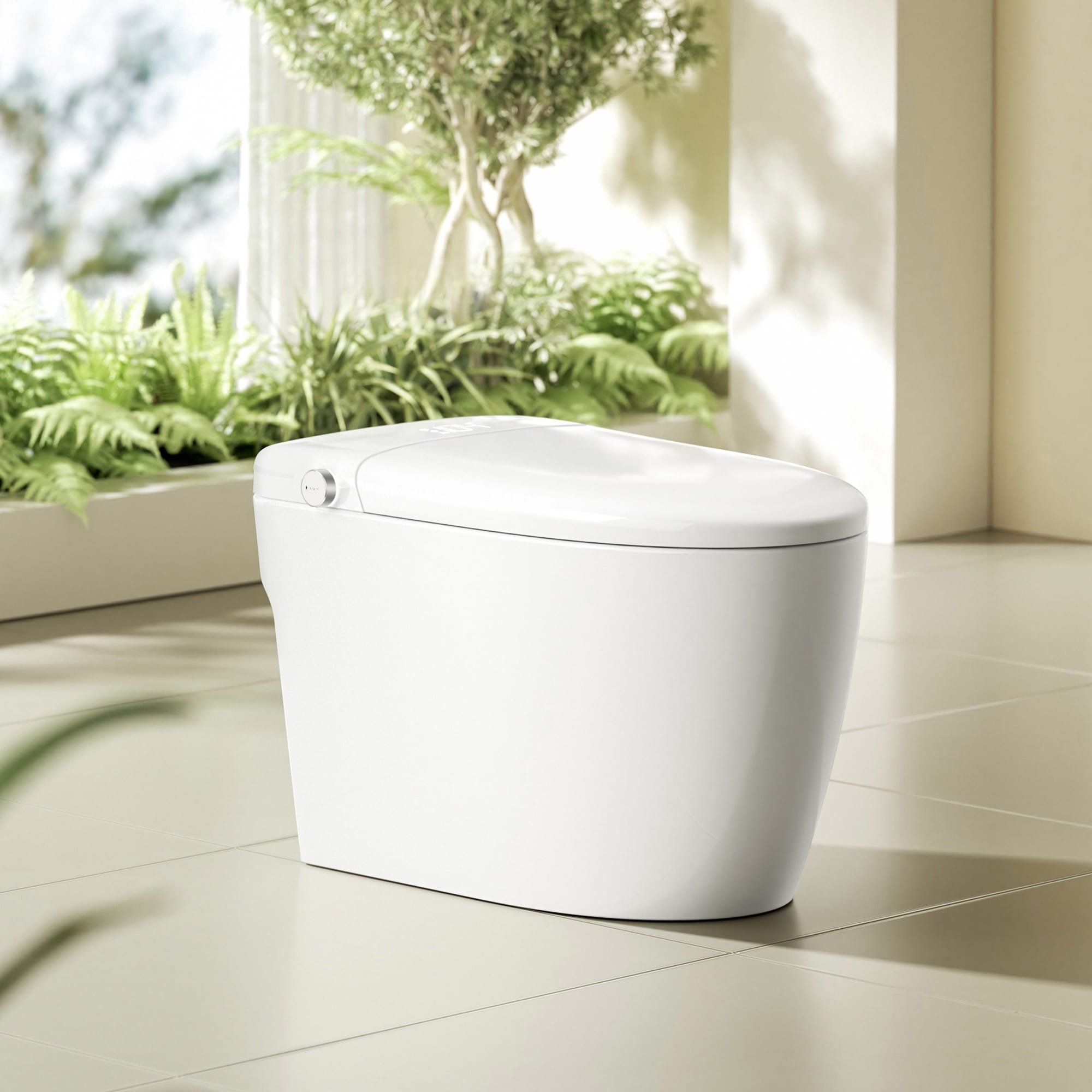 Madrid Smart Toilet Bidet Combo In White With Led Display Remote Off Seat Auto Flush Heated Seat And Warm Air Dryer