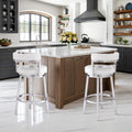 Reese Contemporary 30 Bar Height Barstool In Brushed Stainless Steel Finish And White Faux Leather