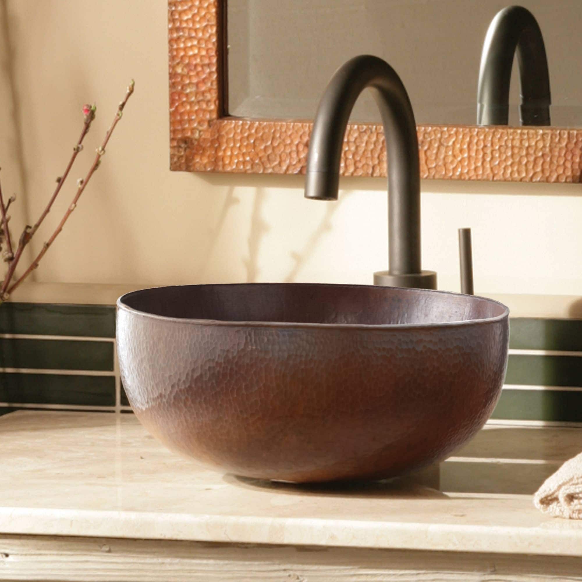 Maestro Petit Antique Copper Vessel Bathroom Sink