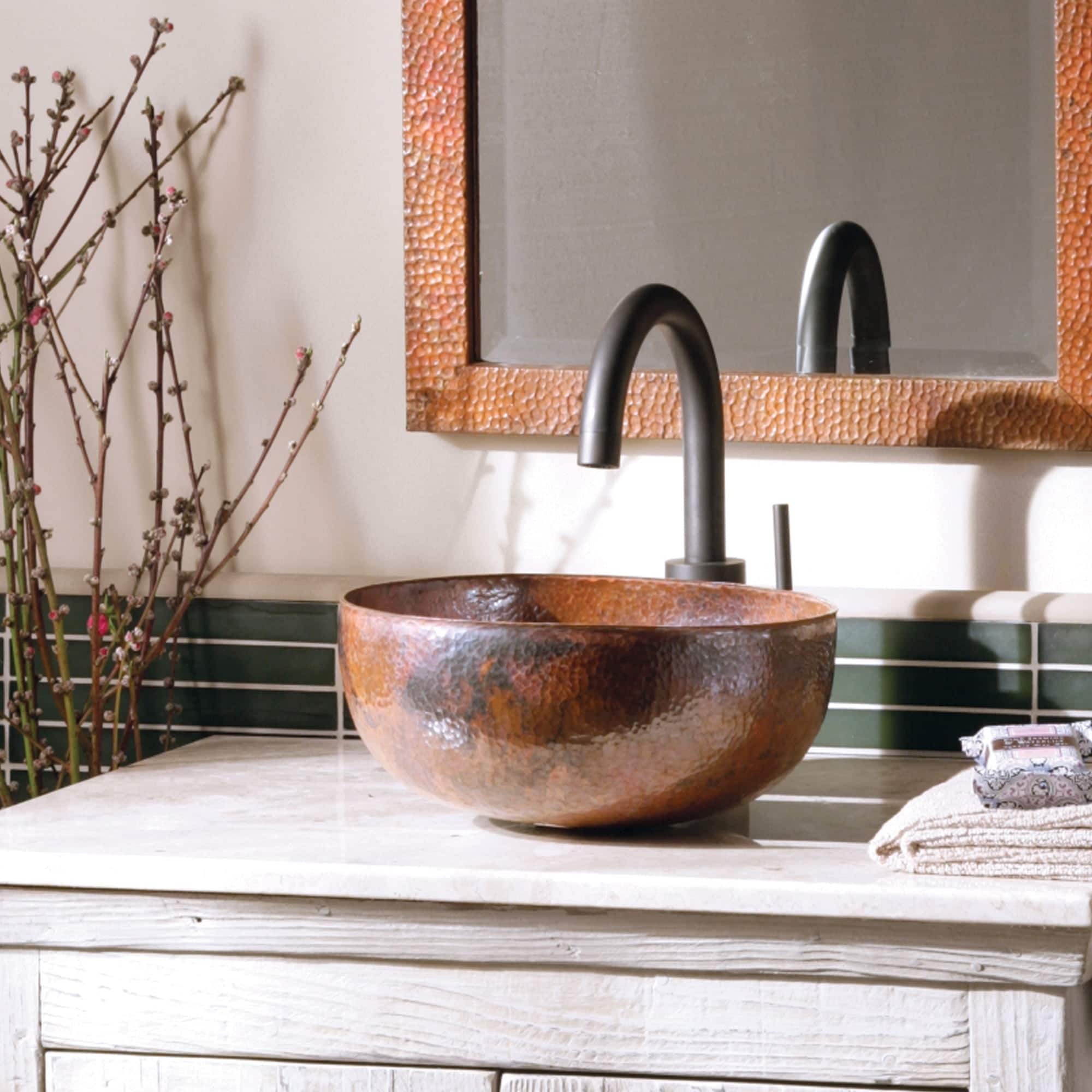 Maestro Petit Tempered Copper Vessel Round Bathroom Sink