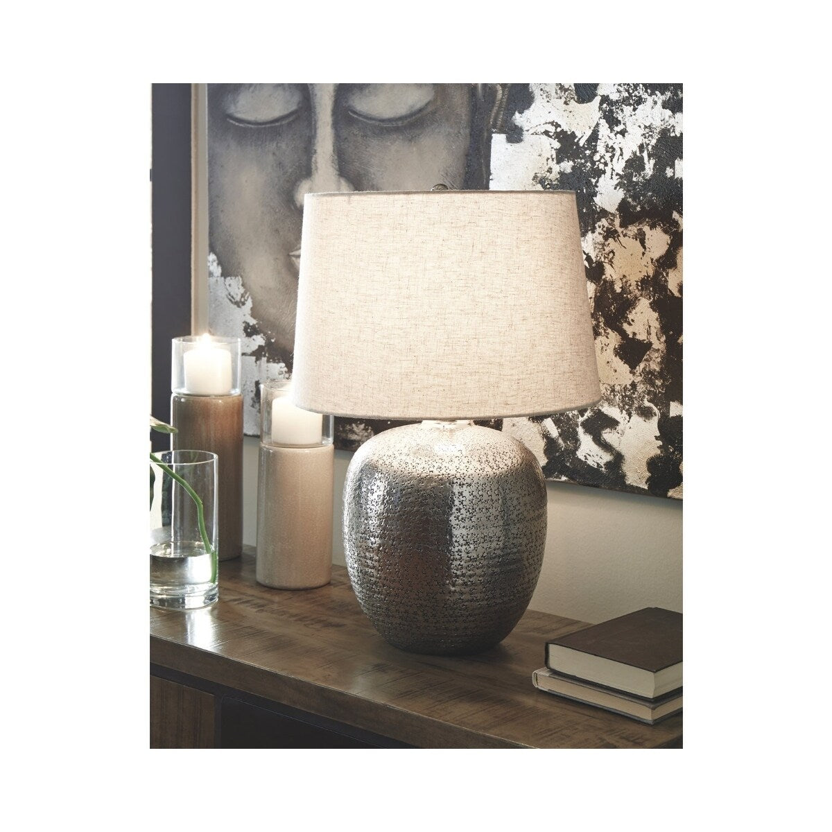 Signature Design By Ashlie Magalie Antique Finish Metal Table Lamp