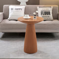 Magnesium Oxide Fluted Base Side Table 17.72 Diameter Round Accent Table