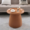 Magnesium Oxide Fluted Pedestal Side Table 19.69 Diameter Round Accent Table