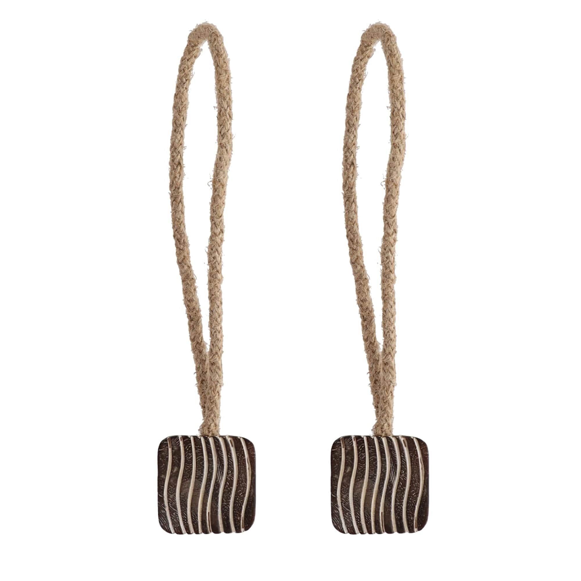 Magnetic Curtain Tiebacks 17 In Wood Rope