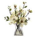 Nearly Natural White Magnolia Arrangement With Vase