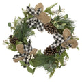 Magnolia And Frosted Pine Cones Artificial Christmas Wreath 22 Inch Unlit