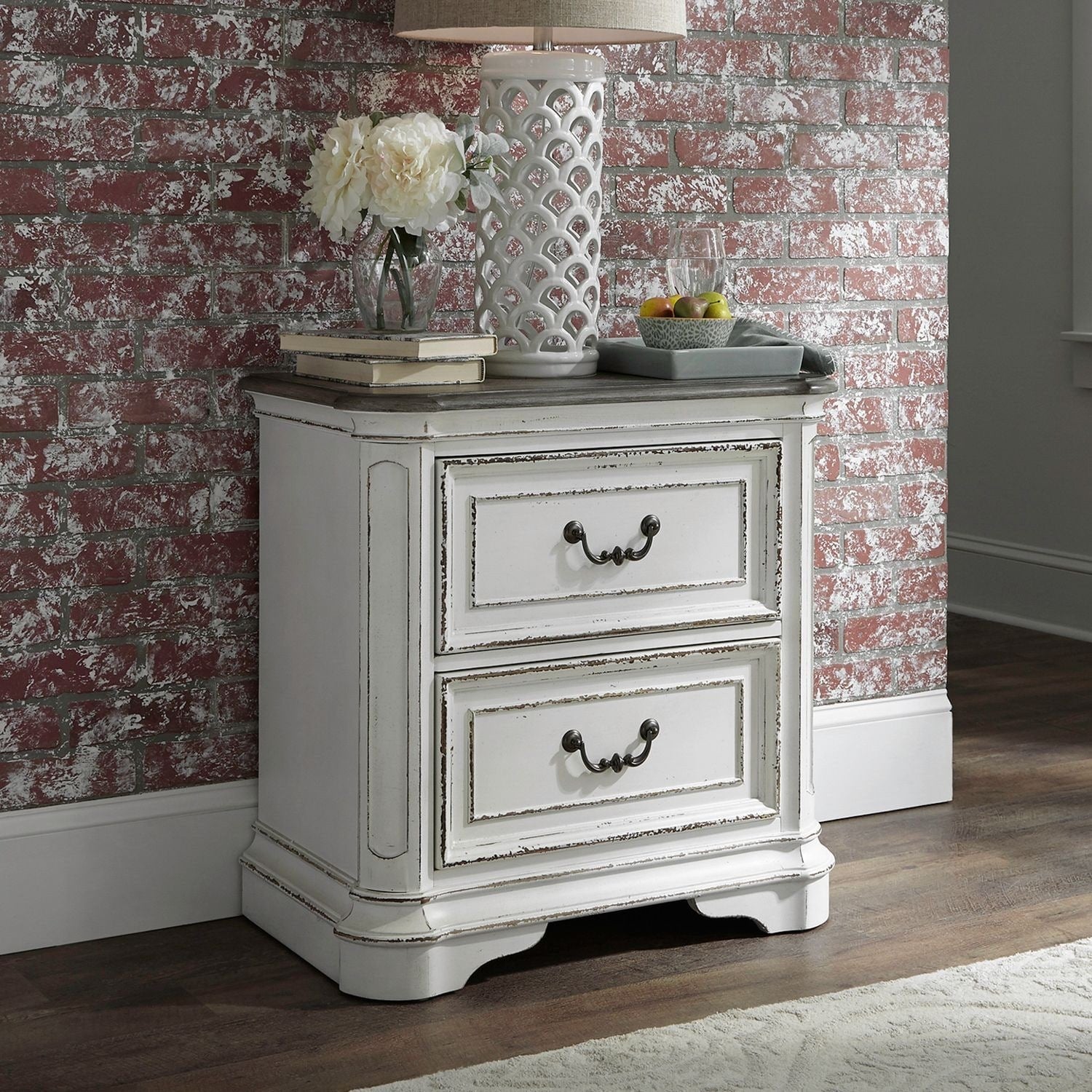 Magnolia Manor Antique White 2 Drawer Nightstand