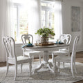 Magnolia Manor Antique White 5 Piece Splat Back Pedestal Dinette Set