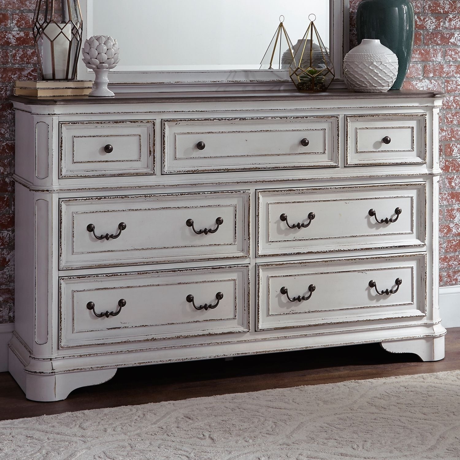 Magnolia Manor Antique White 7 Drawer Dresser