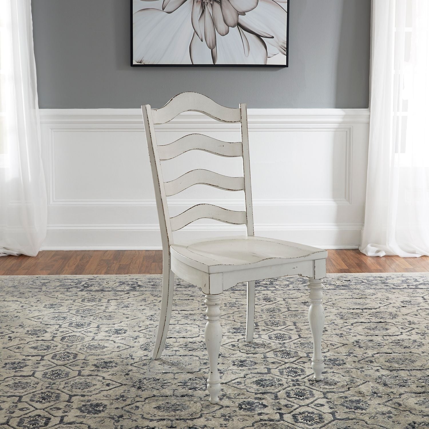 Magnolia Manor Antique White Ladder Back Side Chairs Set Of 2
