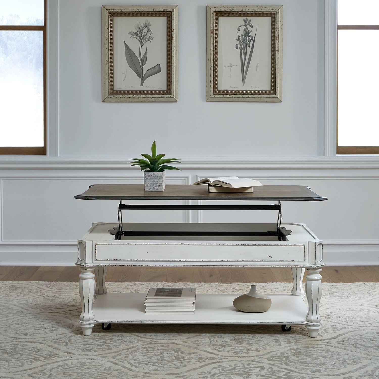 Magnolia Manor Antique White Lift Top Cocktail Table