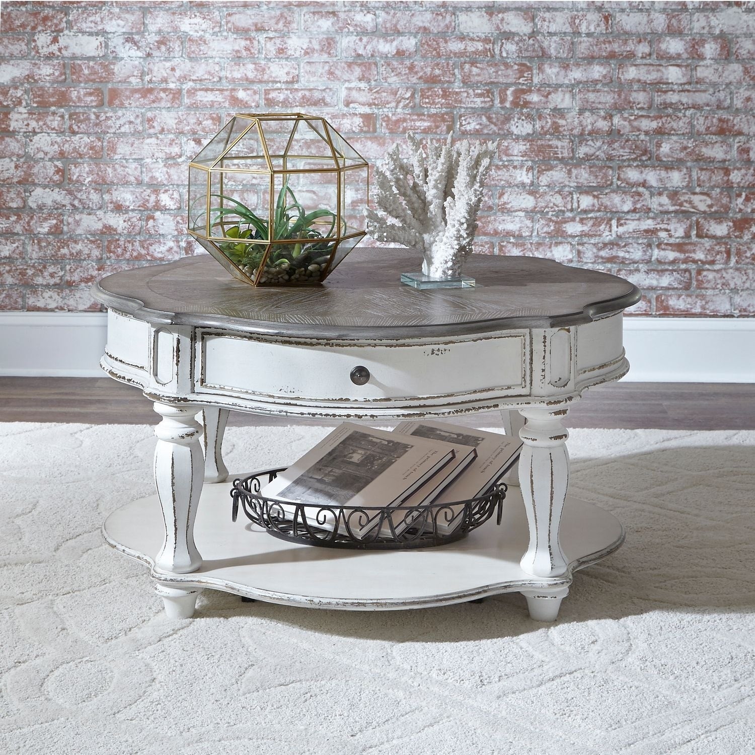 Magnolia Manor Antique White Castered Round Cocktail Table
