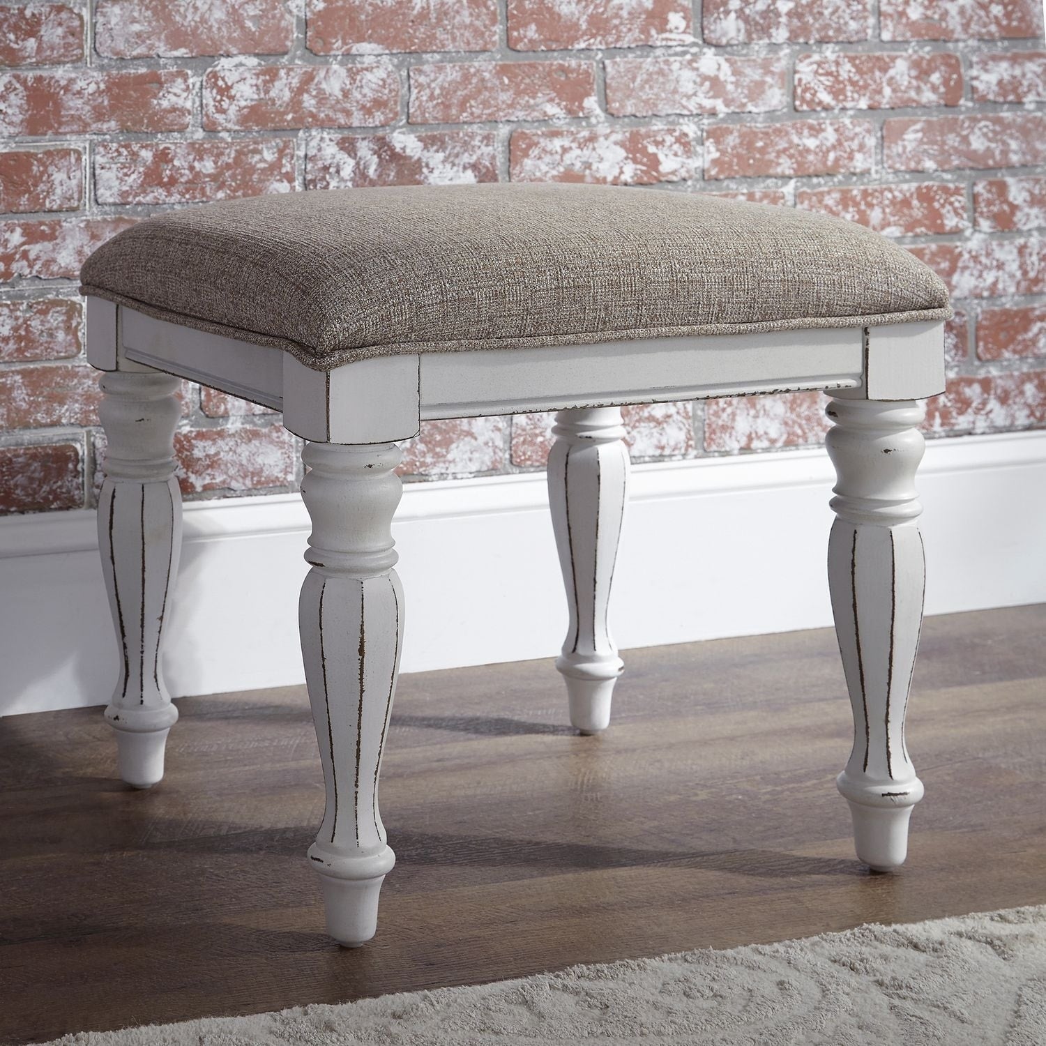 Magnolia Manor Antique White Vanity Stool