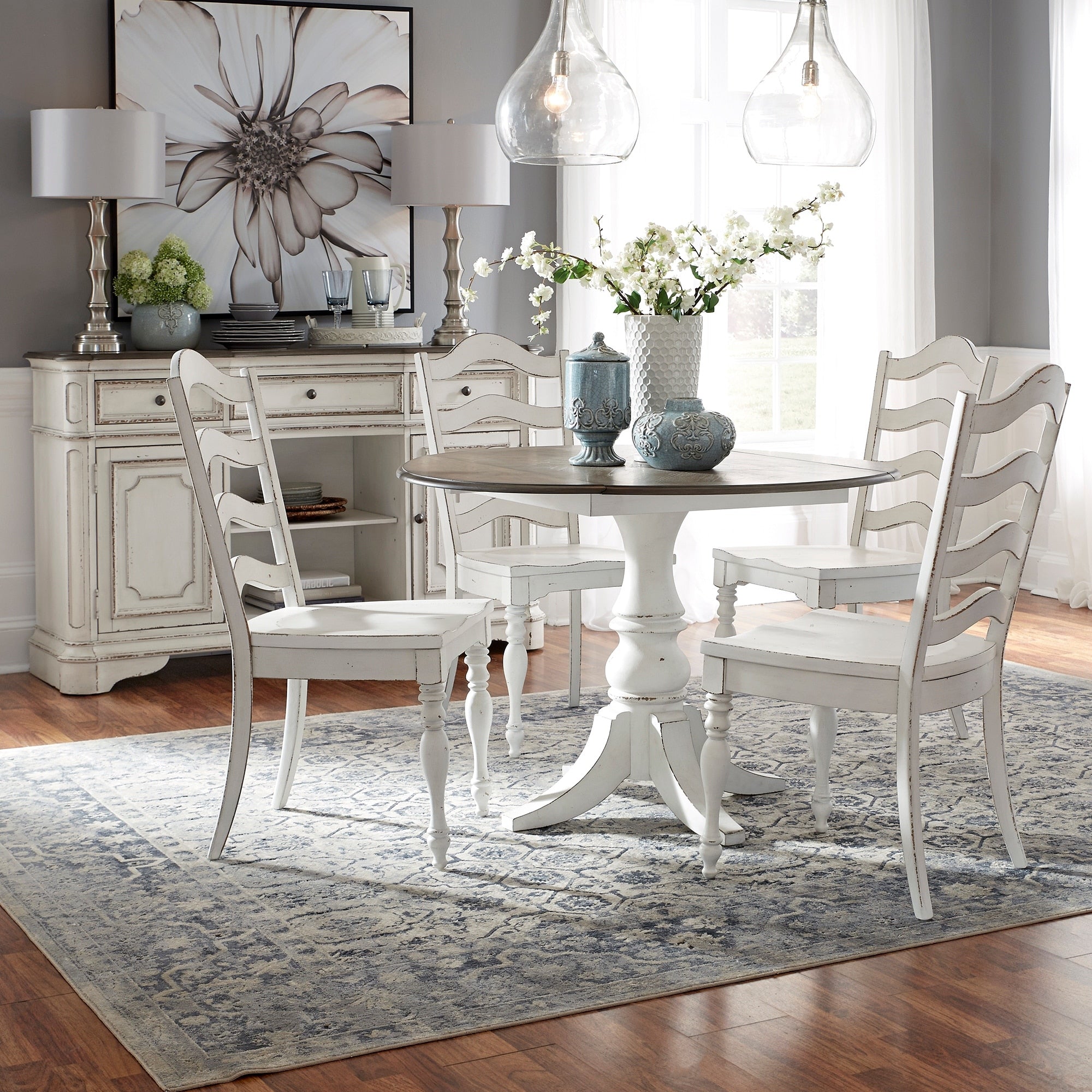 Magnolia Manor Antique White 5 Piece Drop Leaf Table Set