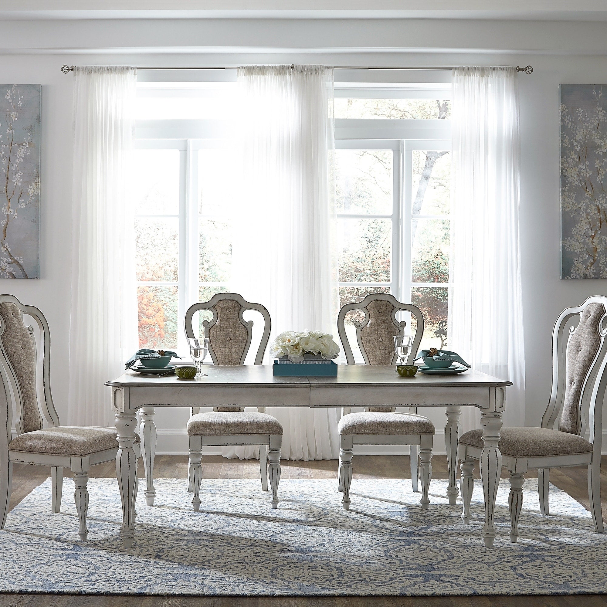 Liberty Antique White 5 Piece Rectangular Leg Table Set