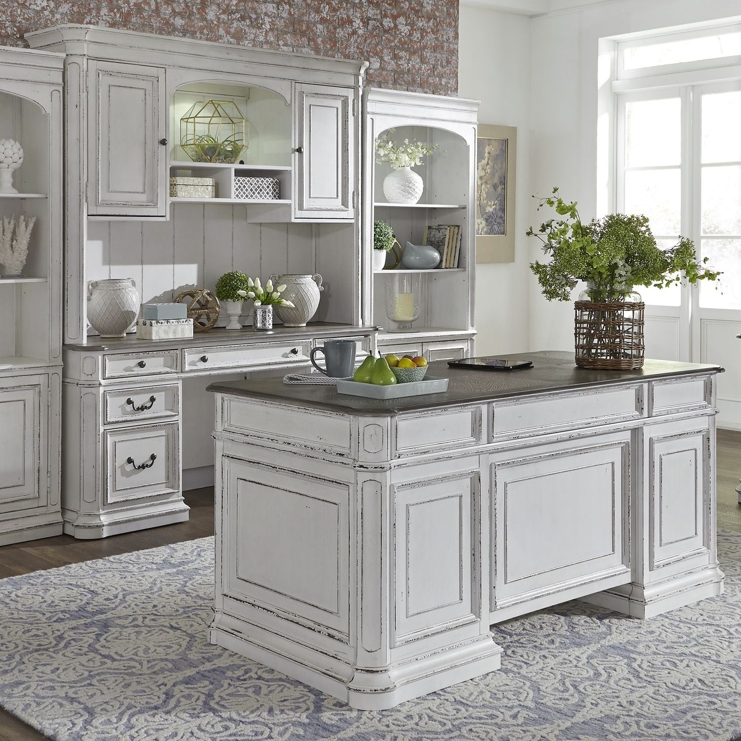 Magnolia Manor Antique White Complete 5 Piece Desk