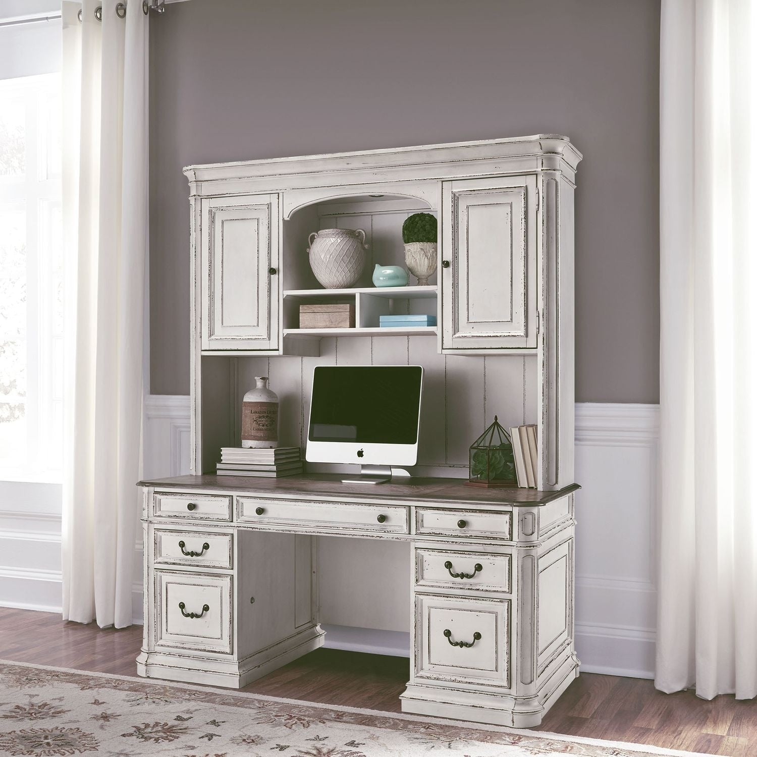 Magnolia Manor Antique White Credenza And Hutch