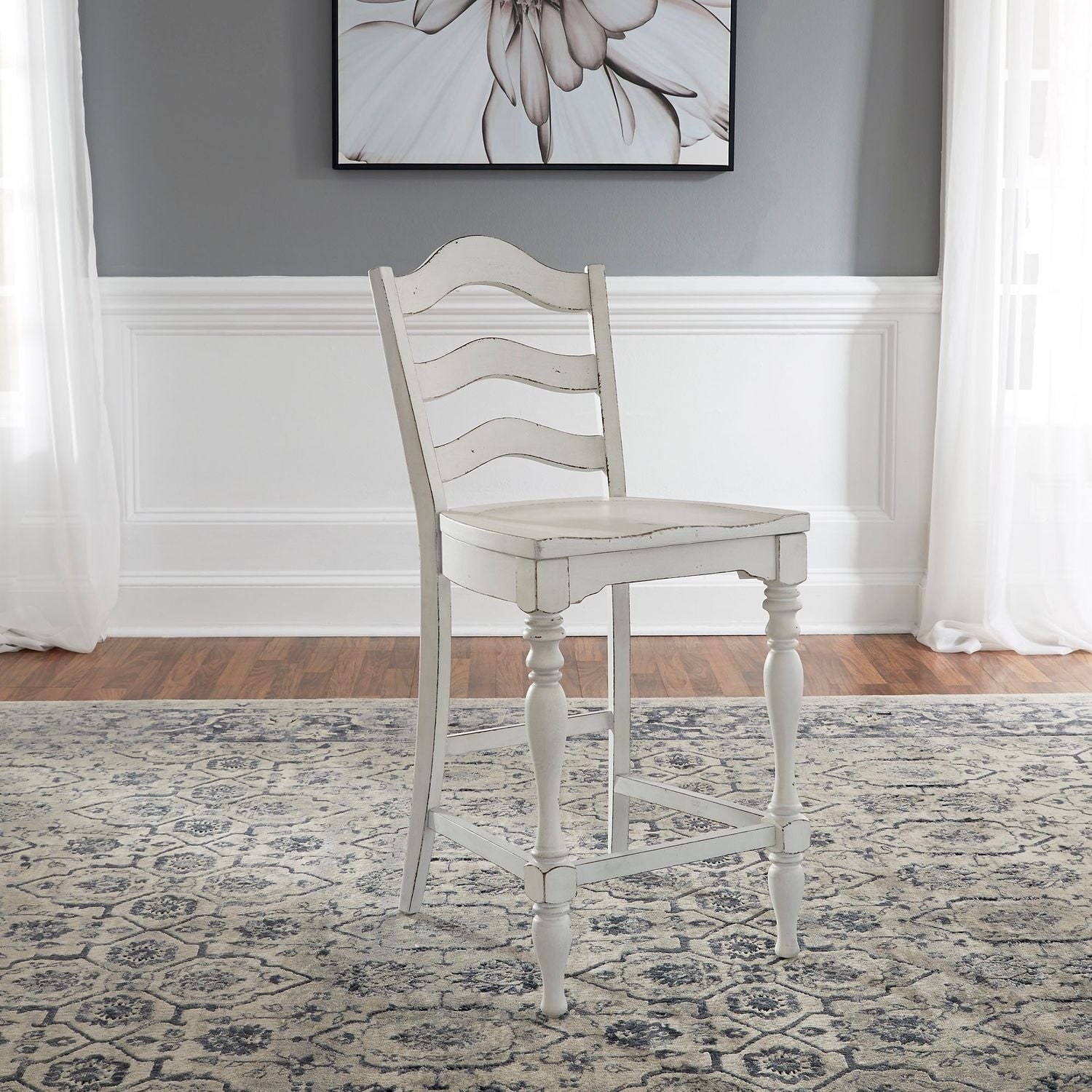 Magnolia Manor Antique White Ladder Back Counter Chairs Set Of 2