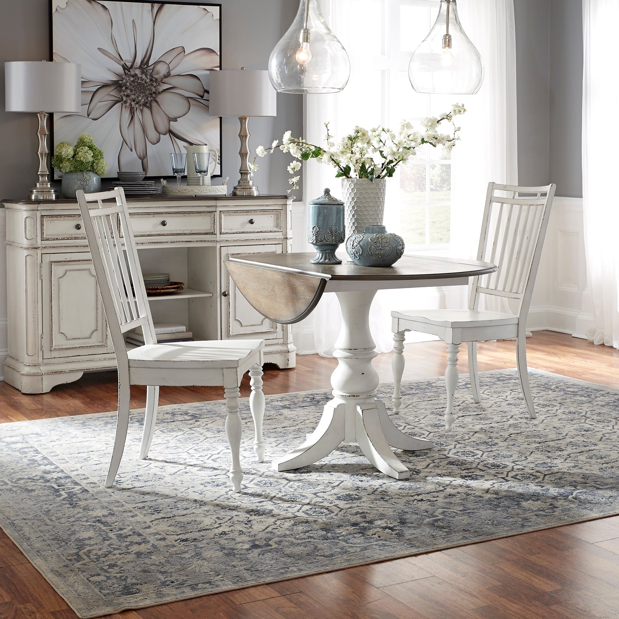 Magnolia Manor Antique White Optional 3 Piece Drop Leaf Table Set