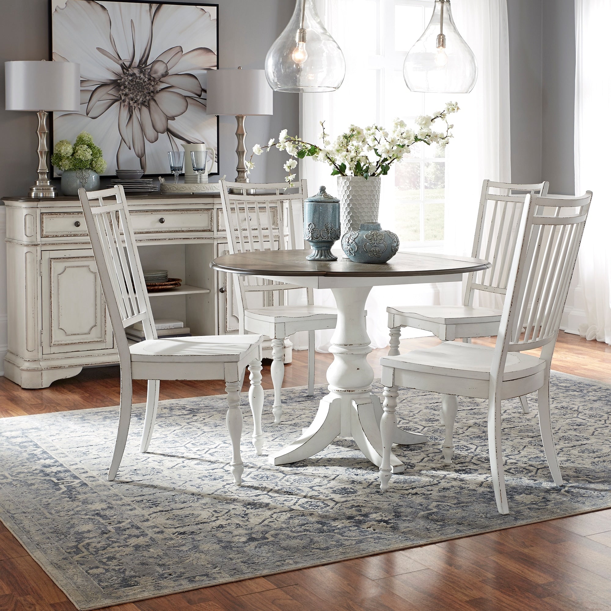 Magnolia Manor Antique White Optional 5 Piece Drop Leaf Table Set