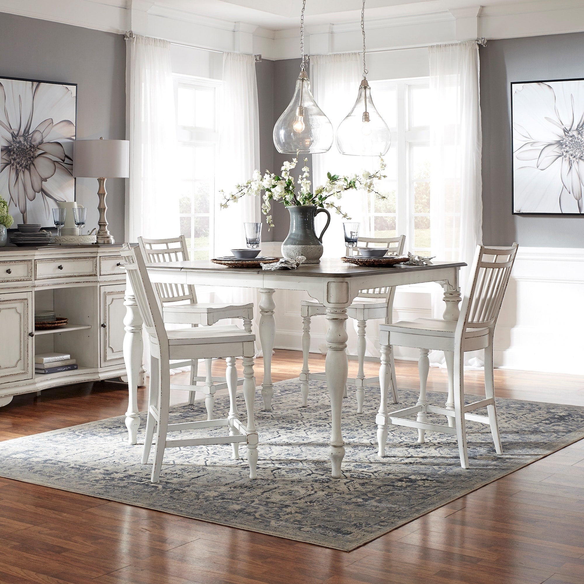Magnolia Manor Antique White Optional 5 Piece Gathering Table Set