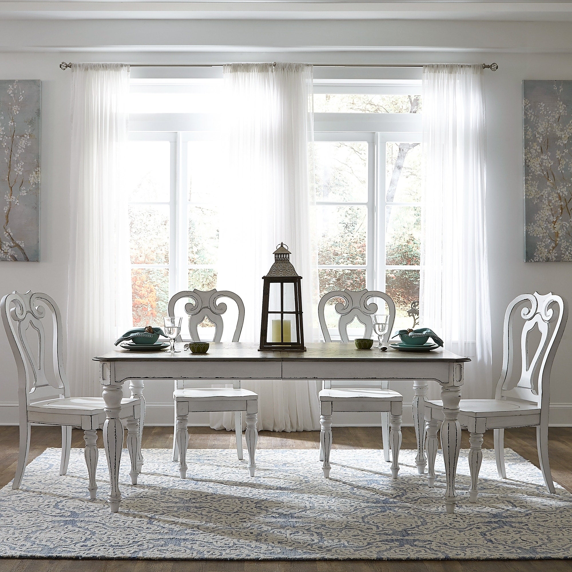 Liberty Antique White 5 Piece Rectangular Leg Table Set