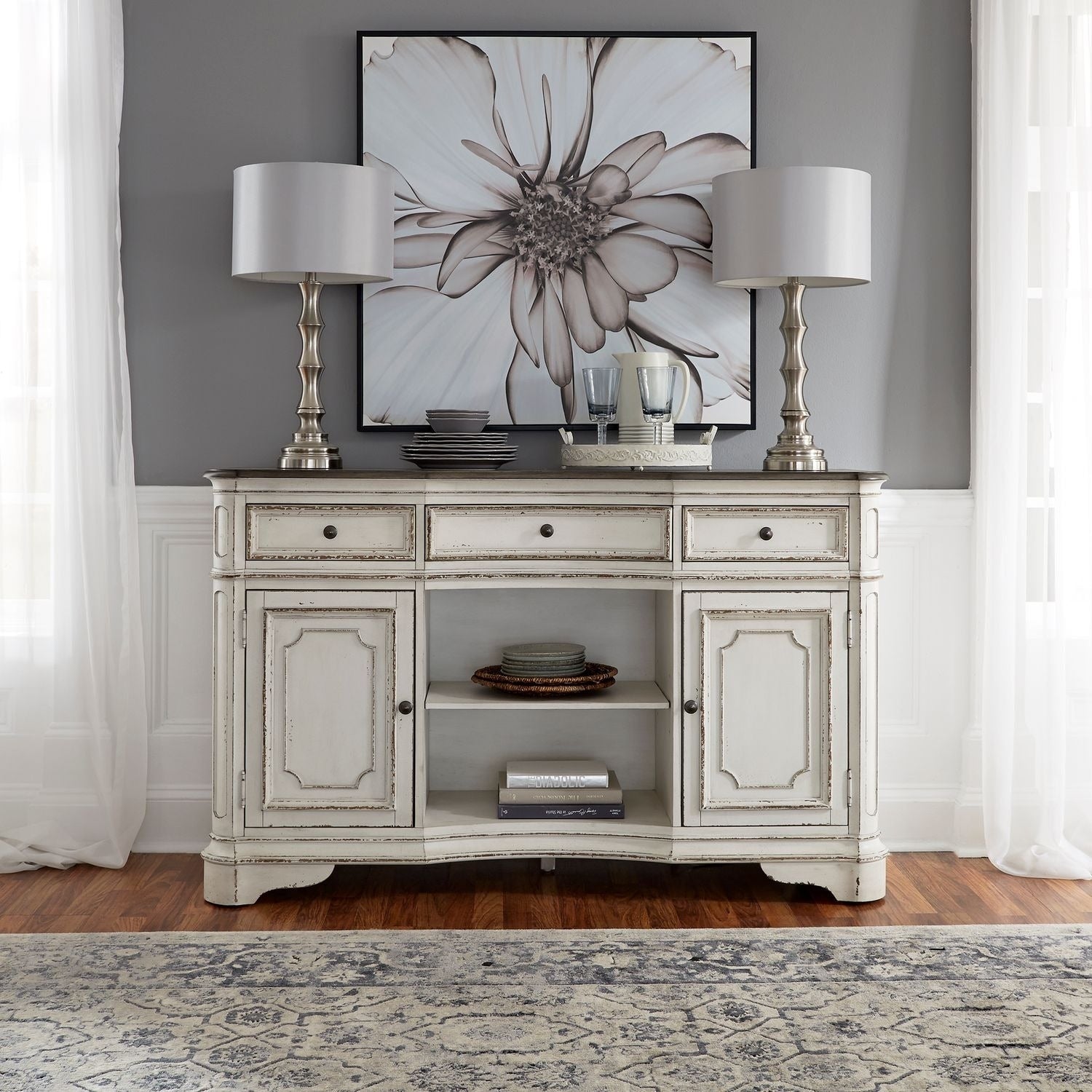 Magnolia Manor Antique White 3 Drawer Server