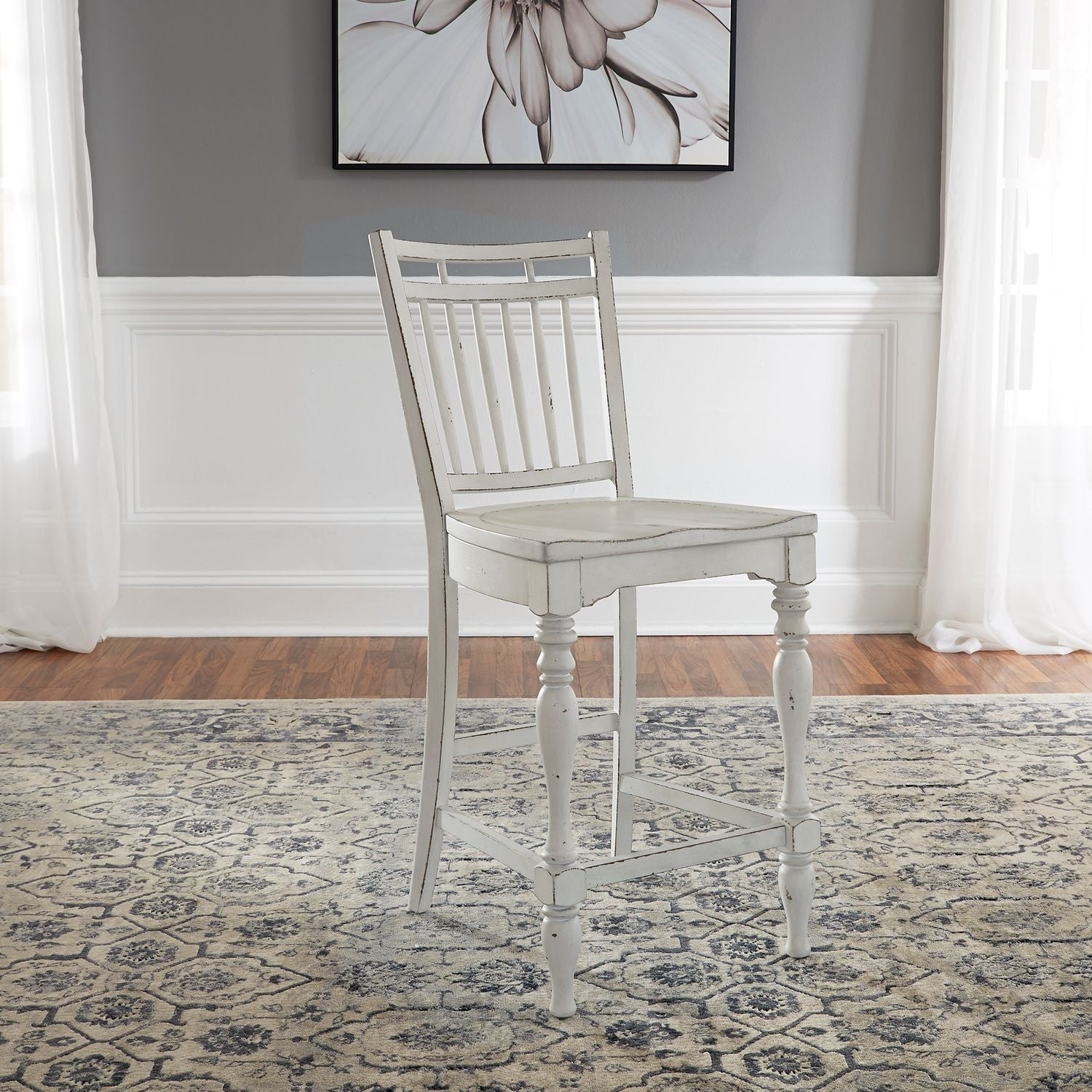 Magnolia Manor Antique White Spindle Back Counter Chairs Set Of 2