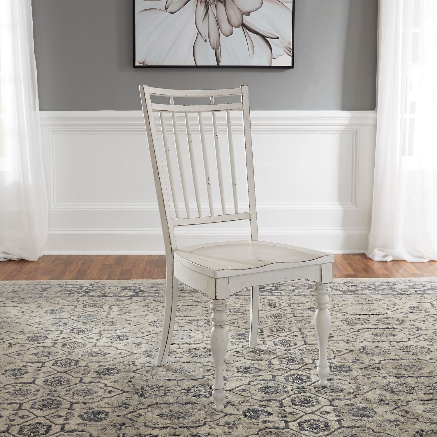 Magnolia Manor Antique White Spindle Back Side Chairs Set Of 2