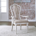 Magnolia Manor Antique White Upholstered Arm Chair Set Of 2