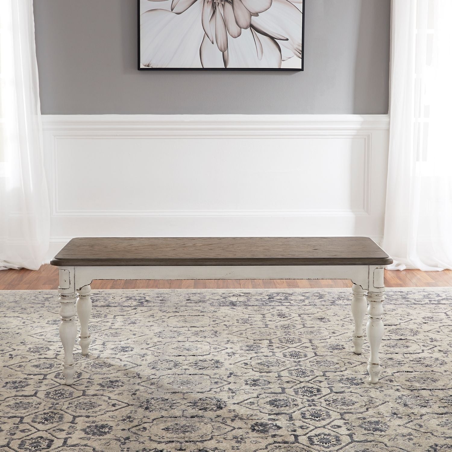 Magnolia Manor Antique White Dining Bench