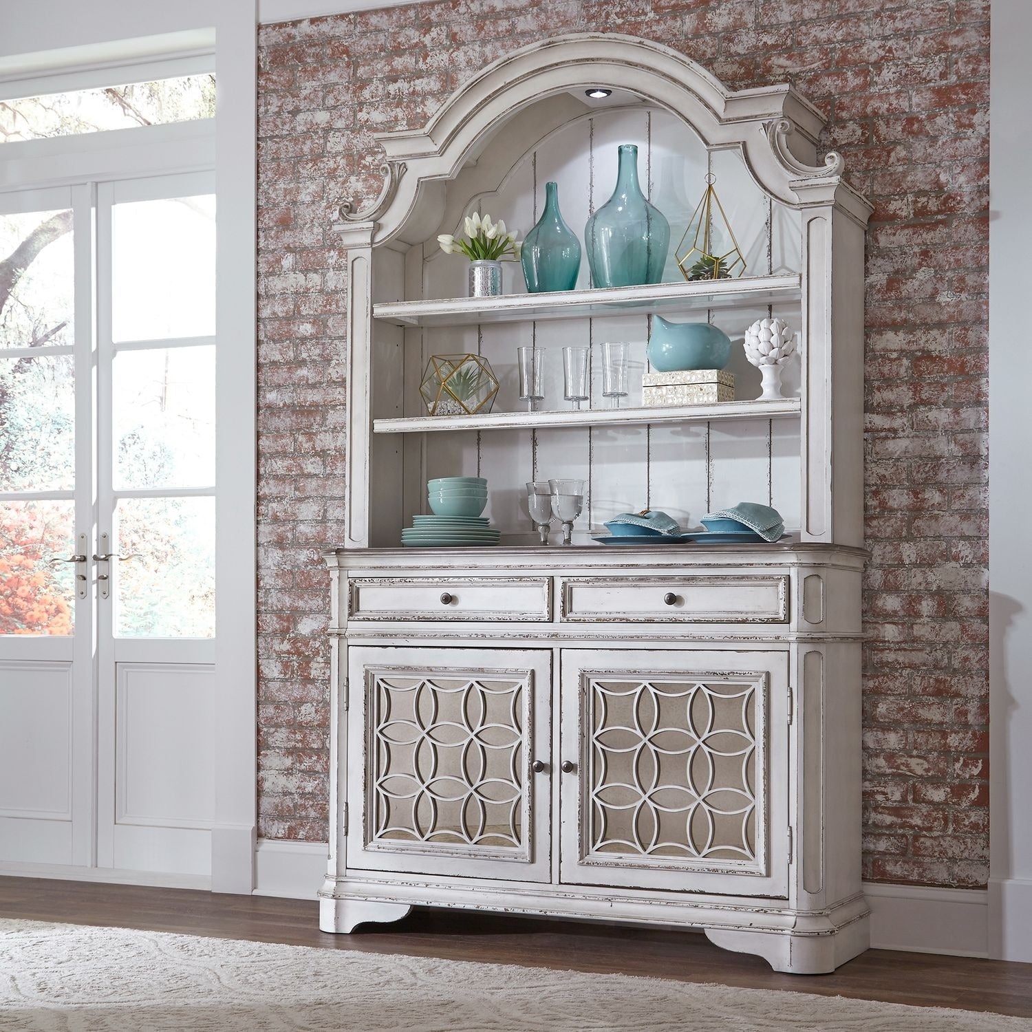 Magnolia Manor Antique White Buffet And Hutch