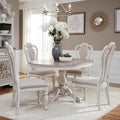 Liberty Magnolia Manor White Wood 5 Piece Pedestal Table Set