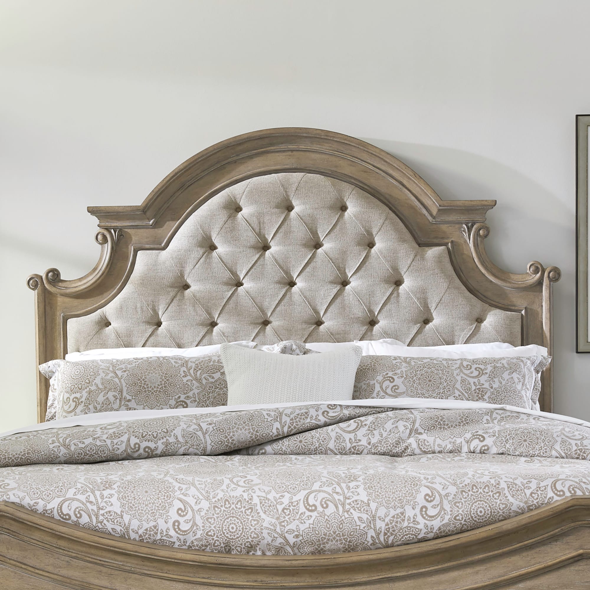 Magnolia Manor Antique White Queen Upholstered Panel Headboard