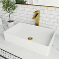 Magnolia Matte Stone Rectangle Vessel Bathroom Sink Set With Duris Faucet In Matte Gold