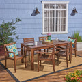 Magnolia Outdoor 6 Seater Rectangular Acacia Wood Dining Set By Christopher Knight Home